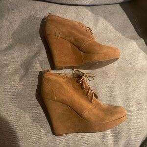 Jessica Simpson Brown Suede Wedge Booties size 9.5